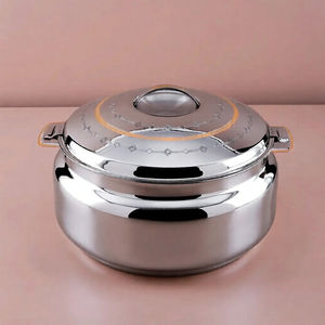 Olla Caliente de Acero Inoxidable con Aislamiento, Duradera, Antiadherente, con Acabado Plateado, Tapa Grabada, Tazón para Servir, para Cocina, Comedor, Hotel, Restaurante - Product Image 1