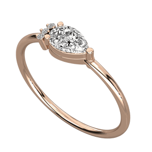 แหวนแต่งงานเพชรทรงกลมและทรงลูกแพร์น้ำหนักเบา - Product Image 3