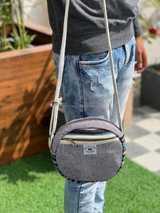 Nouveau 2025 sac à bandoulière rond en chanvre fait main sac à bandoulière Boho écologique avec poche à fermeture éclair sacs à bandoulière en chanvre naturel de l'Himalaya - Product Image 2