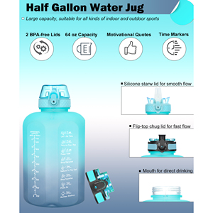 Silverjet Plastic Water <b>Bottle</b> 64oz Large Capacity Sport <b>Bottle</b> With <b>Straw</b> Lid For Camping Travel - Product Image 2