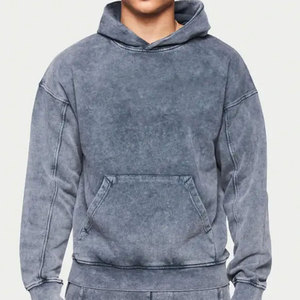 Custom Oversized Streetwear Unisex Vintage Acid Solid Windproof Gym Set Hoodie and Joggers Stone <b>Wash</b> Sweatpants Tracksuits - Product Image 2