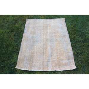 Rug, 3.3x4.3 ft Turkish Rug, <b>Brown</b> Camouflage Rug <b>Wool</b> - Product Image 1