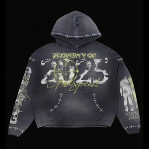 เสื้อฮู้ดดี้สไตล์เรโทรสำหรับผู้ชาย ผ้าฝ้ายเทอร์รี่ 100% ซักฟอกแบบ Distress Acid Wash น้ำหนัก 460 GSM - Product Image 2