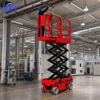 Plateforme mobile autopropulsée à ciseaux électriques hydrauliques de 4,5 m HXT HXTC4 en acier au manganèse 2 places pour rayonnage d'entrepôt