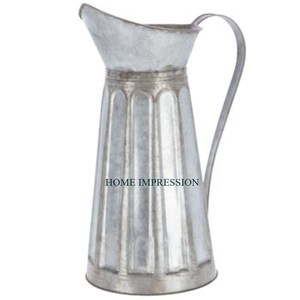 Stockage de lait en métal rustique peut galvanisé Vintage canne à lait couleur argent avec grande poignée pour décor à la maison boîtes d'irrigation de lait - Product Image 1