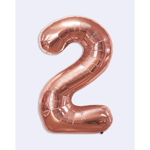 Palloncino Numero 2 in Foil Mylar Oro Rosa 45cm per Decorazioni Festa - Product Image 1