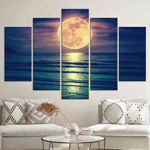 Toile imprimée « Nuit Enchantée » : Paysage côtier serein, lot de 5 toiles assorties - Product Image 1