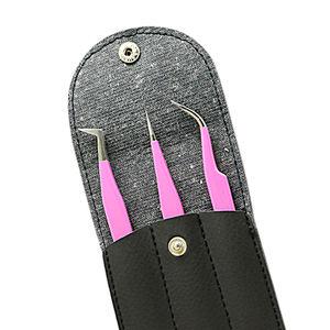Juego de 3 Pinzas Profesionales Rosadas de Acero con Alto Contenido de Carbono para Extensión de Pestañas, con Puntas Puntiagudas para Pestañas de Volumen 3D 6D - Product Image 3