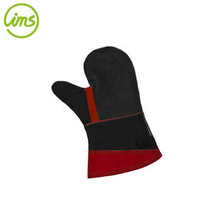 Ensemble de gants de barbecue en cuir de vache résistant au feu, rouge/noir, en daim, faciles à nettoyer - Product Image 3