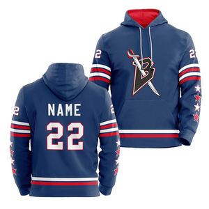 Vente en gros 100% polyester Personnalisé OEM Impression numérique par sublimation amusante Respirant Séchage rapide Manches longues Sweat à capuche de hockey sur glace pour hommes - Product Image 3