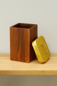 Boîte en bois avec couvercle carré et poignée en métal pour le rangement et l'organisation du garde-manger de la cuisine boîte premium pour le magasin - Product Image 3