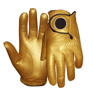 Nueva llegada de guantes de golf de piel de oveja de cuero genuino personalizable calidad de color dorado de moda y transpirable para los deportes - Product Image 1