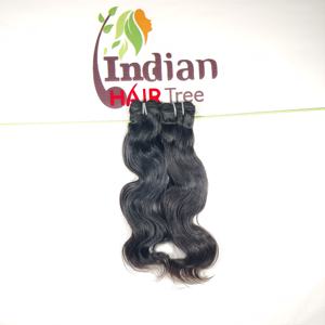 100% paquets de vague de corps naturel couleur noire machine vierge brute Double trame cuticule aligné temple indien Extensions de cheveux humains - Product Image 4