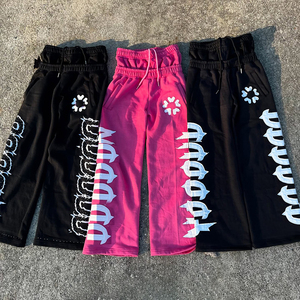 Fabricants Vente en gros Streetwear personnalisé Pantalon de survêtement évasé à double taille avec broderie et appliques pour hommes - Product Image 1