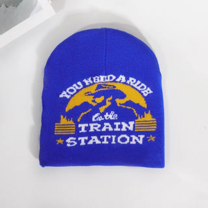 Automne hiver unisexe Jacquard tricoté laine Skullies nouveau Style tendance décontractée avec lettre motif chaud hiver chapeaux pour voyage - Product Image 6