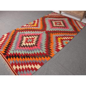 Grand tapis turc, tapis vintage 4,9x8,8 pieds, tapis en laine à bordure rouge - Product Image 2