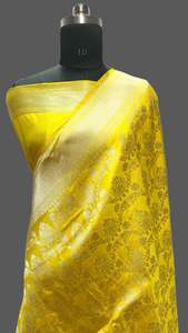 Fabriqué sur mesure en tissus de soie brocart de couleur jaune vif et saris idéal pour les créateurs de mode et les magasins de mode pour la revente - Product Image 6