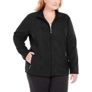 Giacca in pile trapuntata da donna Karen Scott, taglia plus, colore nero, taglia 1X - Product Image 1