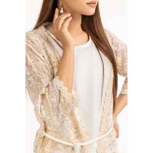 เสื้อและกางเกงปักลายสีขาวแบบตาข่ายซาร์ตาร์ คาดดี แขนสามส่วน - Product Image 3