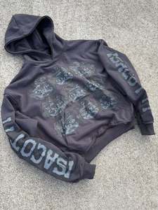 Sudadera con Capucha de Moda Masculina de Alta Calidad, Impresión de Logotipo Personalizada, Lavado Ácido Extra Grande, Estilo Vintage, Talla Grande XXL, Personalizada con Pedrería, Talla 6XL - Product Image 6