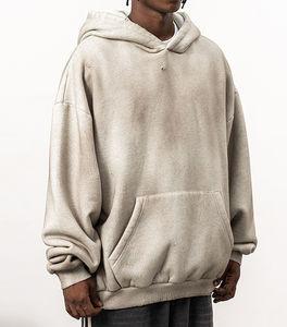 Sudadera con Capucha Vintage de Alta Calidad para Hombre, Logotipo Personalizado, Algodón Grueso y Pesado, Estilo Desgastado con Lavado a la Piedra, Corte Holgado - Product Image 2