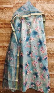 Broderie Pura Organza et soie pure avec costume en tissu Dupatta pour femme - Product Image 4