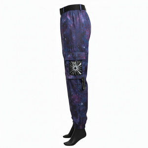 Pantalones Cortavientos para Mujer, Ligeros, de Tela de Poliéster, Diseño de Panel con Estampado de Galaxia, Logotipo Personalizado por Transferencia de Calor - Product Image 3