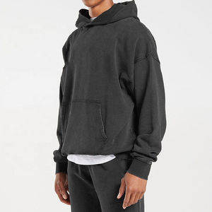 Sweat à capuche et pantalon de jogging noirs personnalisés Survêtement surdimensionné pour hommes Survêtements Pantalon de survêtement et sweat à capuche empilés personnalisés Ensemble pour hommes - Product Image 4