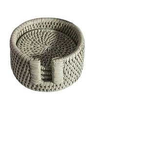 Best Creative Rattan Coaster Set <b>Round</b> Sage Grey Holder Hand Woven Jute Flax Oval Wicker Drink Cup Coasters <b>Dining</b> <b>Table</b> Mat - Product Image 1
