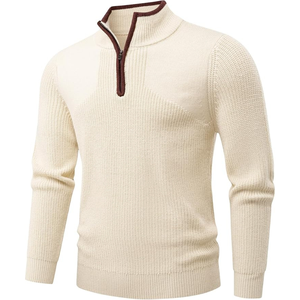 Pull en maille d'hiver pour homme, style vintage 'Old Money', personnalisé, en coton biologique anti-rides, respirant, décontracté et long - Product Image 5