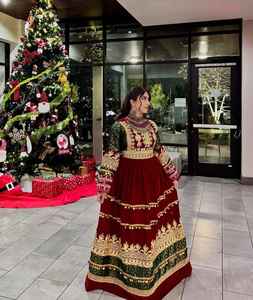 Logo personnalisé Afghan femmes modeste grande taille fête de mariage robe respirant Patchwork dentelle fermeture éclair décoration bas quantité minimale de commande à manches longues - Product Image 3