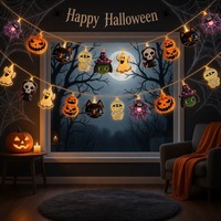 Guirlandes lumineuses d'Halloween 20 LED, lumières féériques d'automne, décorations à piles en option, guirlandes lumineuses mignonnes en forme de crâne pour la maison, la cour et le patio
