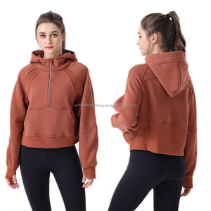 Nouveau sweat à capuche zippé pour femme, coupe ajustée, 100 % coton, séchage rapide, polaire, pour le sport, le fitness, les activités de plein air et le yoga, grandes tailles - Product Image 4