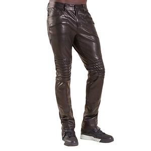 2025 nouveau Design solide noir hommes pantalons en cuir respirant personnalisable taille moyenne Style décontracté foncé lavage toile tissu non tissé - Product Image 2