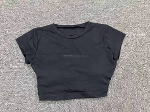 Biểu Tượng Tùy Chỉnh Của Phụ Nữ Mở Lại Tập Thể Dục Phòng Tập Thể Dục Tops Backless Cutout Ngắn Tay Áo Crop Tops - Product Image 5