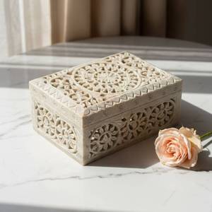 กล่องเครื่องประดับหินอ่อนทำมือรูปทรงดอกไม้ทรงหกเหลี่ยมที่เก็บหินธรรมชาติสไตล์โมเดิร์น - Product Image 1