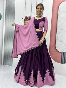 Último diseñador de alta calidad FabZone algodón encaje espejo trabajo Lahenga Choli estampado étnico para adultos bodas indio paquistaní - Product Image 3