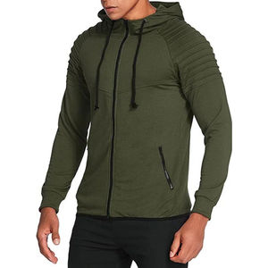 Wholesale Winter Men's Digital Print Fleece Zipper Hoodie Solid Pattern Polyester Cotton Breathable <b>Waterproof</b> Windproof - Product Image 4