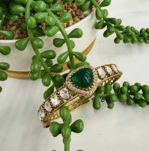 สร้อยข้อมือ Polki ชุดเครื่องประดับทองเหลืองขัดเงาสีทองด้านสำหรับงานแต่งงานขนาดตัวเลือกขนาด2.4 2.6ชุบทองเครื่องประดับแฟชั่นของขวัญ - Product Image 1