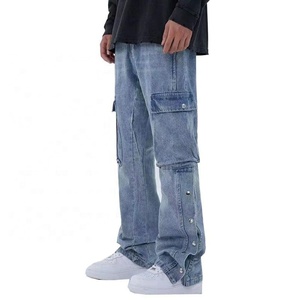 Pantalon en denim à impression personnalisée pour hommes Pantalon d'extérieur en coton spandex tricoté léger en coton délavé de haute qualité pour hommes - Product Image 1