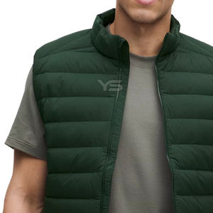Chaqueta de burbujas de lana sin mangas informal con estampado de logotipo personalizado para hombre, impermeable, transpirable, con cierre de cremallera, talla grande - Product Image 2