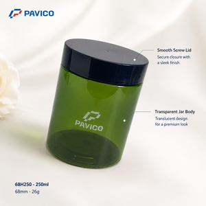 Pot cosmétique en plastique à large ouverture de 200 ml, vert foncé, col fileté de 68 mm, fabricant d'emballages cosmétiques au Vietnam - Product Image 5