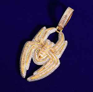 สร้อยคอจี้เงินรูปแมงมุม925สุดหรูแบบใหม่จี้เพชรรูปใบแมงมุมประดับเพชรเม็ดเล็กๆเครื่องประดับฮิปฮอปของผู้ชาย - Product Image 2