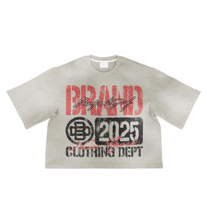 เสื้อครอปผ้าฝ้ายแนวสตรีทของผู้ชายผ้าคอตตอนโอเวอร์ไซส์ทรงหลวมเข้ารูป100% กราฟิกแนวสตรีท - Product Image 5