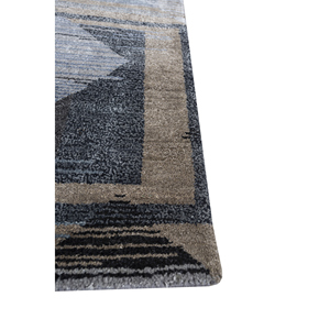 Tapis en laine et soie de bambou noué à la main Kavi Blue, collection Afterglow, motif abstrait pour usage domestique, modèle Eskm-12 - Product Image 4