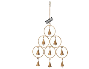 Campana de viento Saregama de 9 tamaños de hierro fundido a mano, naturaleza muerta, Color rústico dorado, diseño moderno para colgar en la pared, Navidad al aire libre - Product Image 5