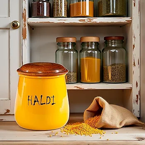 Récipient de stockage de qualité supérieure nouveauté personnaliser le logo imprimé avec revêtement en poudre jaune pour la maison et l'hôtel ustensiles de cuisine - Product Image 3