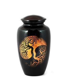 Urna de cremación de aluminio para cenizas humanas-Urna funeraria para adultos hecha a mano-Asequible (Golden Tree 200 pulgadas cúbicas) - Product Image 1