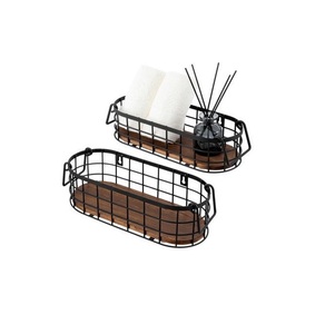 Plateau de table magnifique organisateur meilleure vente de seau en osier et bois de manguier poli au noyer meilleure vente - Product Image 2