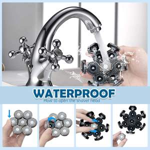 Cabezal de Repuesto 3 en 1 para Afeitadora Eléctrica, 7 Cabezales Giratorios Plateados para Afeitar la Cabeza, Barba y Cabello - Product Image 4